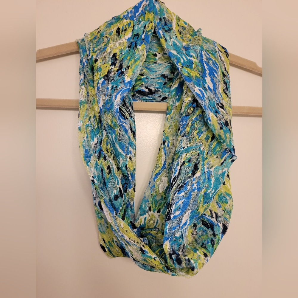 Vibrant Blue and Green  Short Infinity Scarf